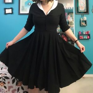 Unique Vintage Black Eva Marie Swing Dress Large